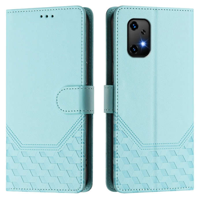 For Umidigi Bison X20 Honeycomb Embossing RFID Leather Phone Case(Mint Green)