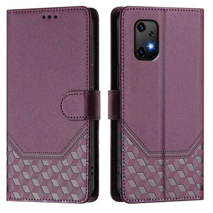 For Umidigi Bison X20 Honeycomb Embossing RFID Leather Phone Case(Violet)