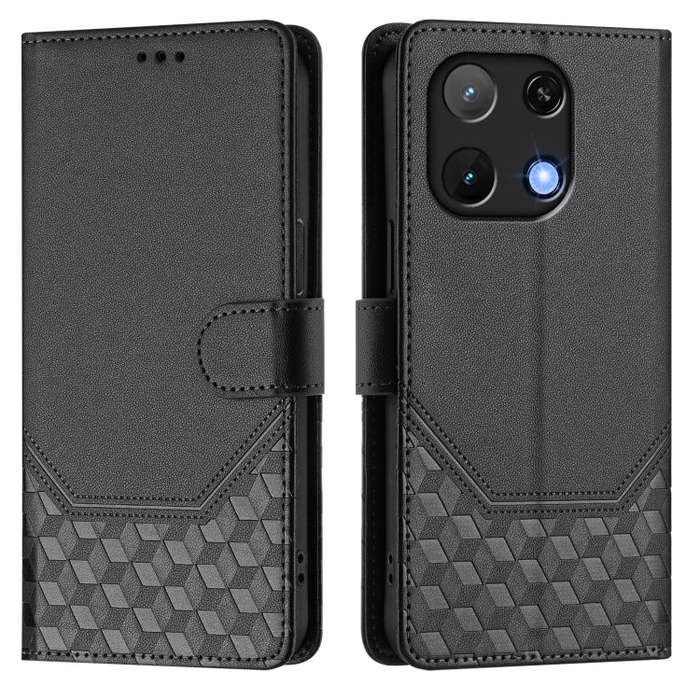 For Umidigi Note 90 Honeycomb Embossing RFID Leather Phone Case(Black)