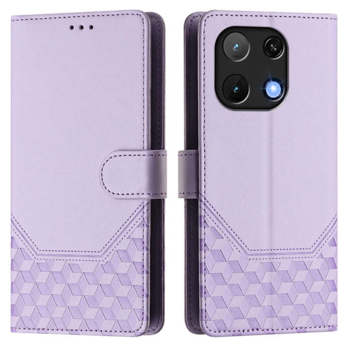 For Umidigi Note 90 Honeycomb Embossing RFID Leather Phone Case(Light Purple)