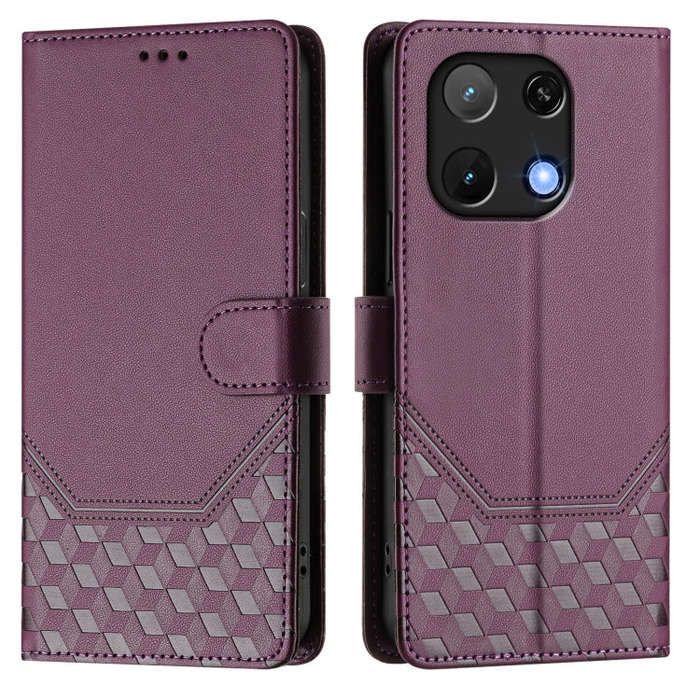 For Umidigi Note 90 Honeycomb Embossing RFID Leather Phone Case(Violet)