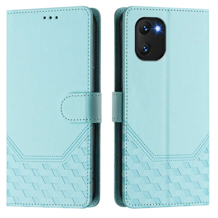 For Umidigi Power 7 / 7S Honeycomb Embossing RFID Leather Phone Case(Mint Green)