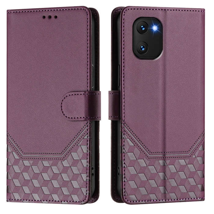 For Umidigi Power 7 / 7S Honeycomb Embossing RFID Leather Phone Case(Violet)