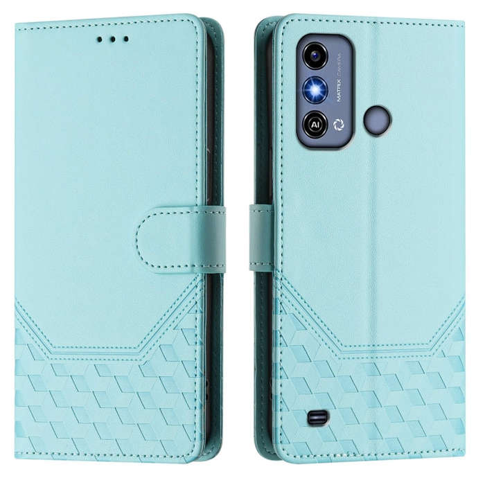 For ZTE Blade A53 / A53+ Honeycomb Embossing RFID Leather Phone Case(Mint Green)