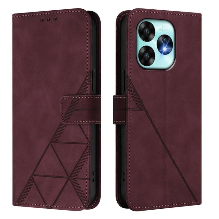 For UMIDIGI A15 / A15C / A15T Crossbody 3D Embossed Flip Leather Phone Case(Wine Red)