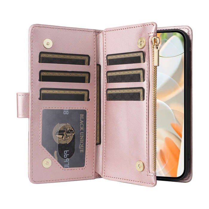 For Google Pixel 9 / 9 Pro Crossbody Zipper Wallet Rhombus Leather Phone Case(Rose Gold)