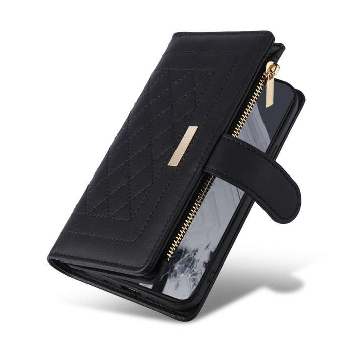 For Google Pixel 8 Pro Crossbody Zipper Wallet Rhombus Leather Phone Case(Black)