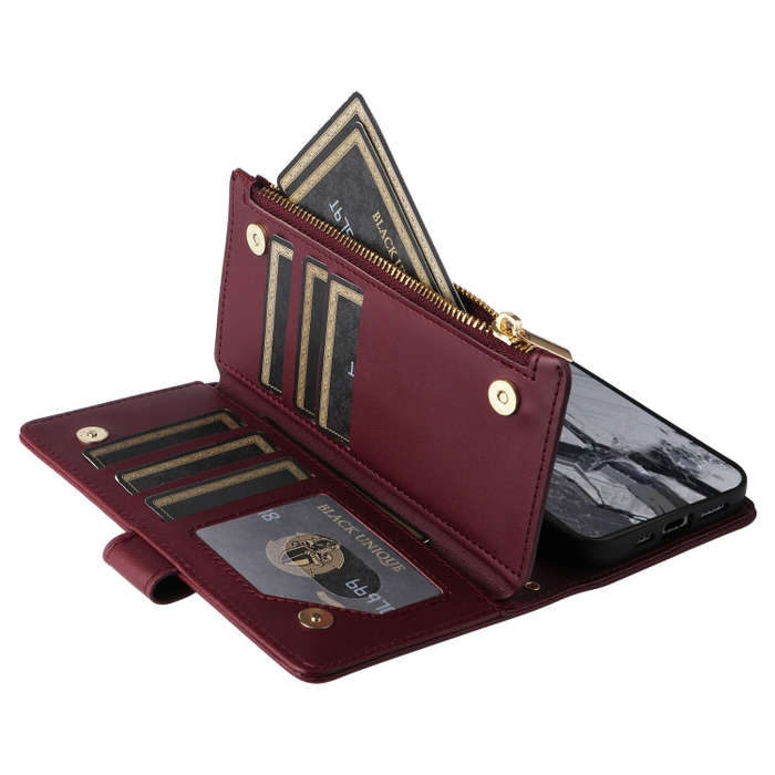 For Google Pixel 8 Pro Crossbody Zipper Wallet Rhombus Leather Phone Case(Wine Red)
