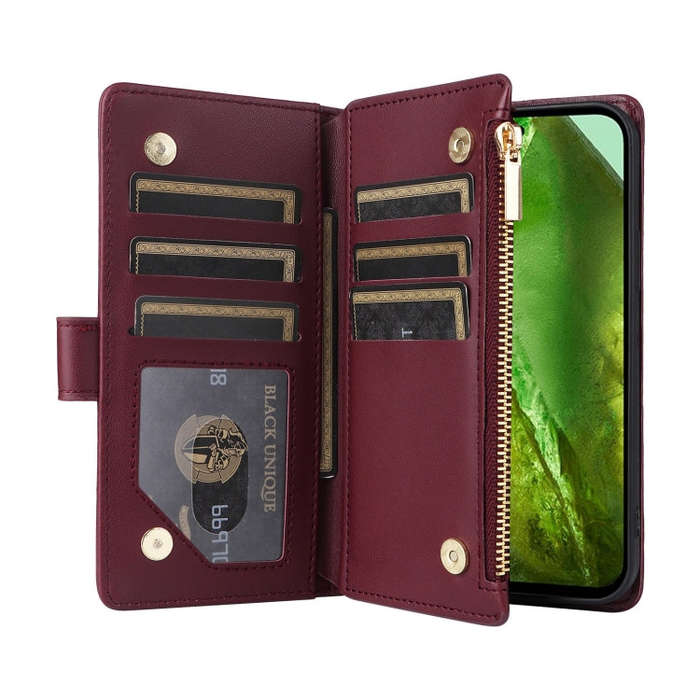 For Google Pixel 8a Crossbody Zipper Wallet Rhombus Leather Phone Case(Wine Red)