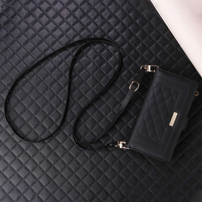 For Google Pixel 8 Crossbody Zipper Wallet Rhombus Leather Phone Case(Black)