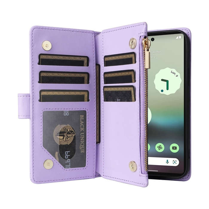 For Google Pixel 7a Crossbody Zipper Wallet Rhombus Leather Phone Case(Purple)