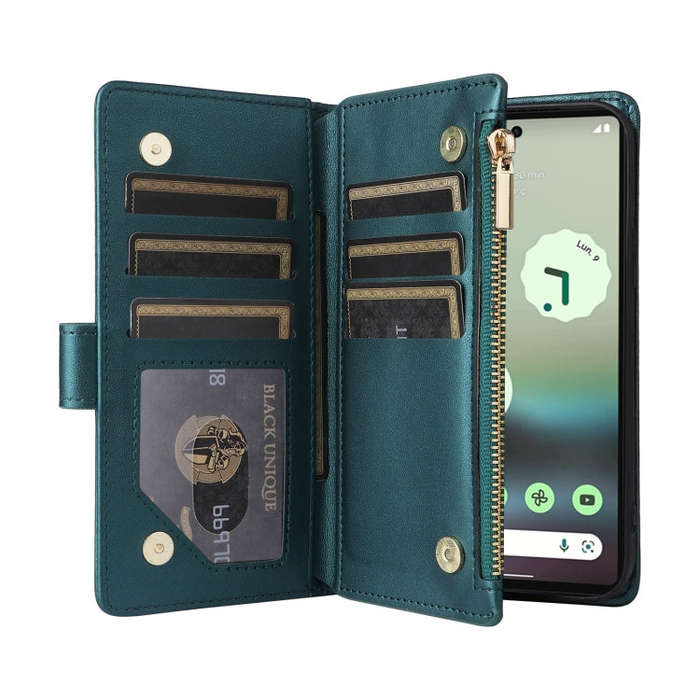 For Google Pixel 7a Crossbody Zipper Wallet Rhombus Leather Phone Case(Green)