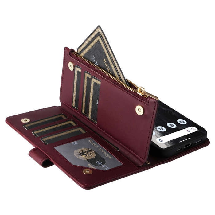 For Google Pixel 7 Pro Crossbody Zipper Wallet Rhombus Leather Phone Case(Wine Red)