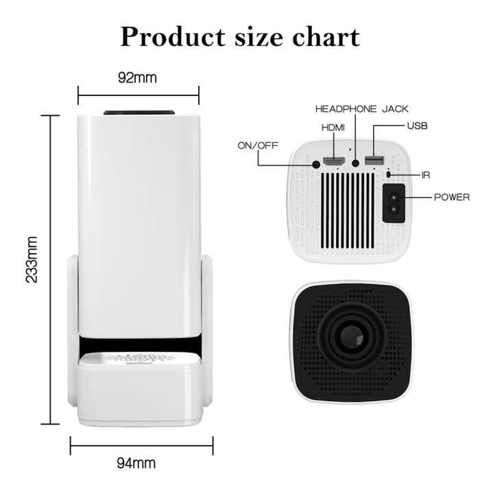 Y7S 720P Android 11 OS Portable Home WiFi Projector with Speaker, CPU:RK3326(AU Plug)