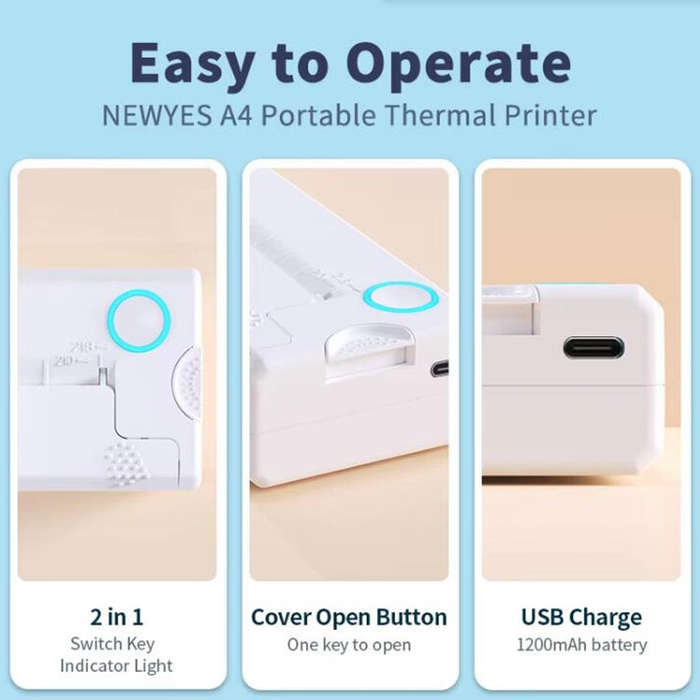 A41 203DPI Portable Tattoo Printer Office Study Bluetooth HD Thermal Printer(White)
