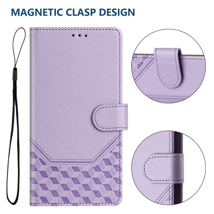 For TCL 30 SE Honeycomb Embossing RFID Leather Phone Case(Light Purple)