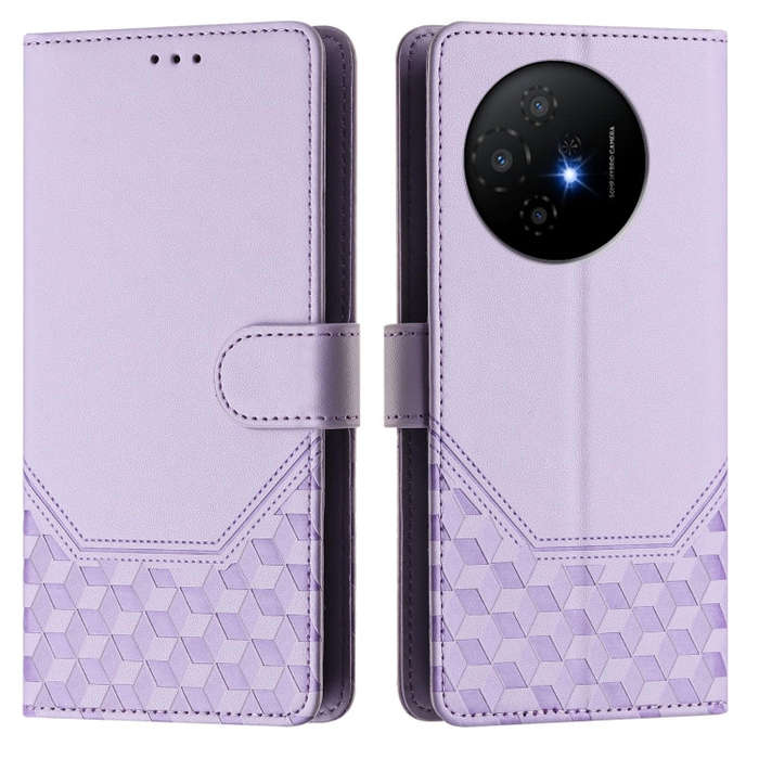 For TCL 50 XL Honeycomb Embossing RFID Leather Phone Case(Light Purple)