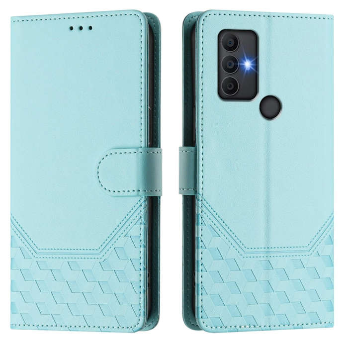 For TCL 305 / 306 Honeycomb Embossing RFID Leather Phone Case(Mint Green)