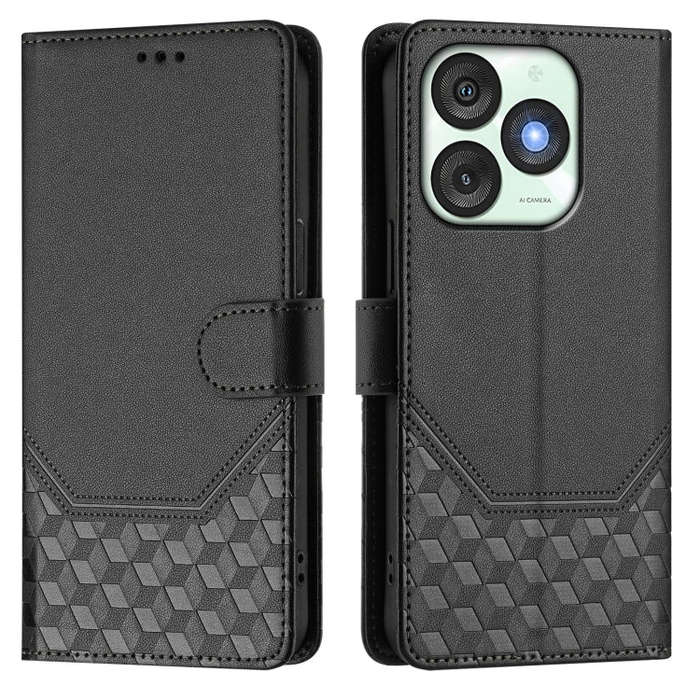 For itel A50 Honeycomb Embossing RFID Leather Phone Case(Black)