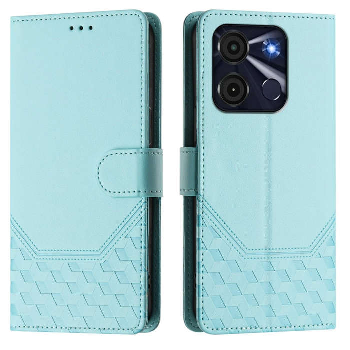 For itel A60 / A60s Honeycomb Embossing RFID Leather Phone Case(Mint Green)