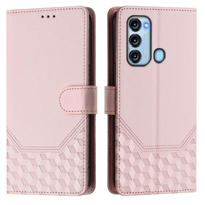 For itel S17 / Vision 3 Honeycomb Embossing RFID Leather Phone Case(Pink)