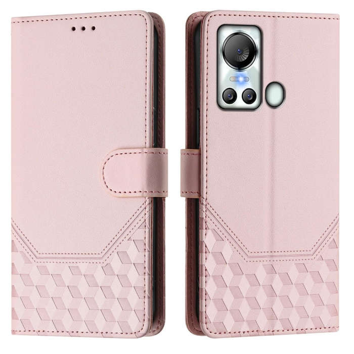 For itel S18 Honeycomb Embossing RFID Leather Phone Case(Pink)