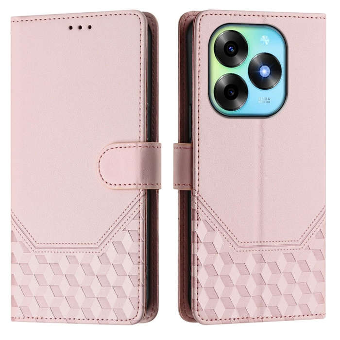 For itel S23+ Honeycomb Embossing RFID Leather Phone Case(Pink)