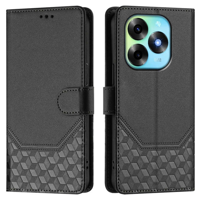 For itel S23+ Honeycomb Embossing RFID Leather Phone Case(Black)