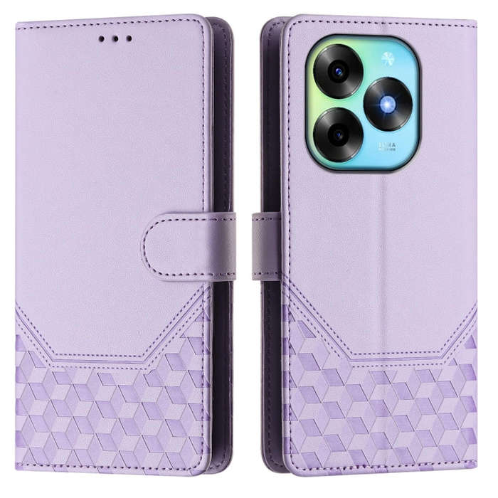 For itel S23+ Honeycomb Embossing RFID Leather Phone Case(Light Purple)