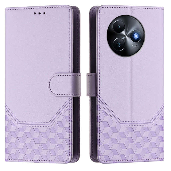 For itel S24 Honeycomb Embossing RFID Leather Phone Case(Light Purple)