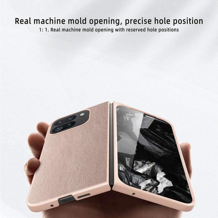 For Google Pixel 9 Pro Fold Litchi Texture Leather PC Shockproof Phone Case(Pink)