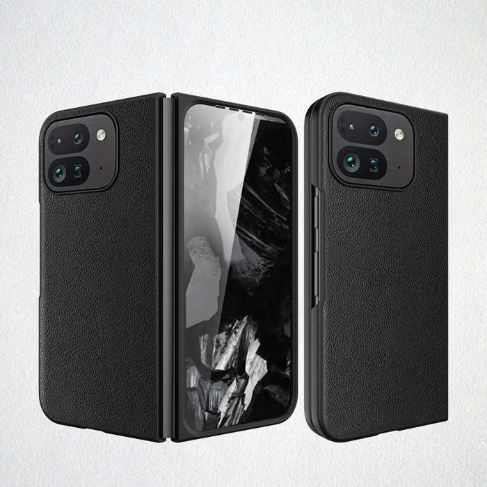 For Google Pixel 9 Pro Fold Litchi Texture Leather PC Shockproof Phone Case(Black)