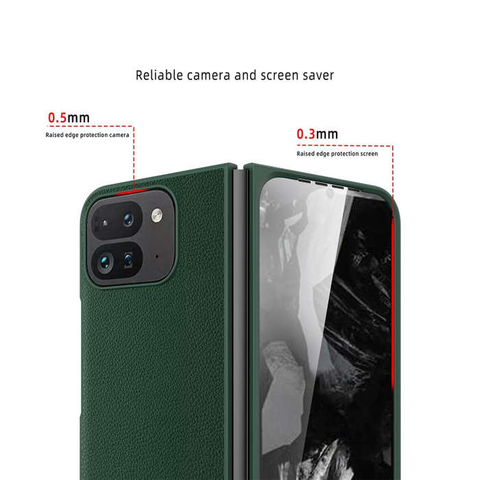 For Google Pixel 9 Pro Fold Litchi Texture Leather PC Shockproof Phone Case(Red)