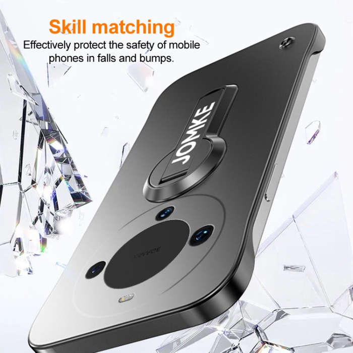 For Huawei Mate 60 Baking Varnish 360 Rotate Holder No Frame PC Phone Case(Silver)