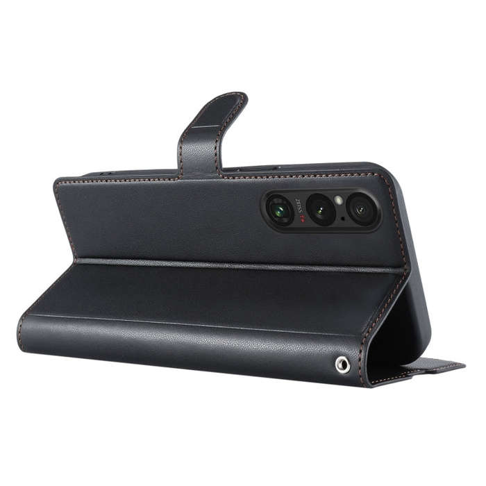 For Sony Xperia 1 V Voltage Ultra-thin Dot Leather Phone Case(Black)