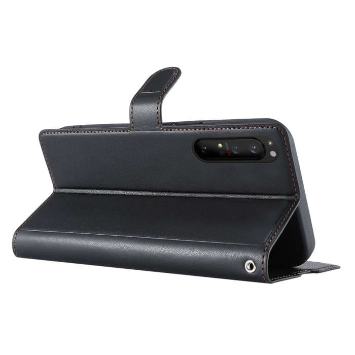 For Sony Xperia 1 IV Voltage Ultra-thin Dot Leather Phone Case(Black)