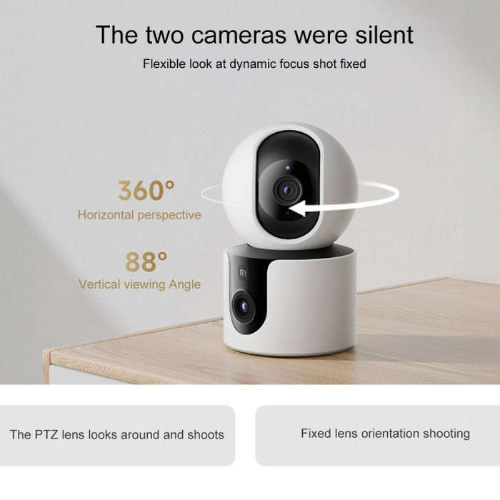 Original Xiaomi Smart Camera C300 Dual Lens Edition 3MP Support AI Detection, US Plug(White)