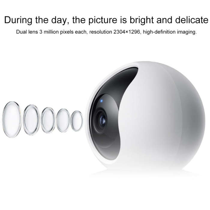 Original Xiaomi Smart Camera C300 Dual Lens Edition 3MP Support AI Detection, US Plug(White)