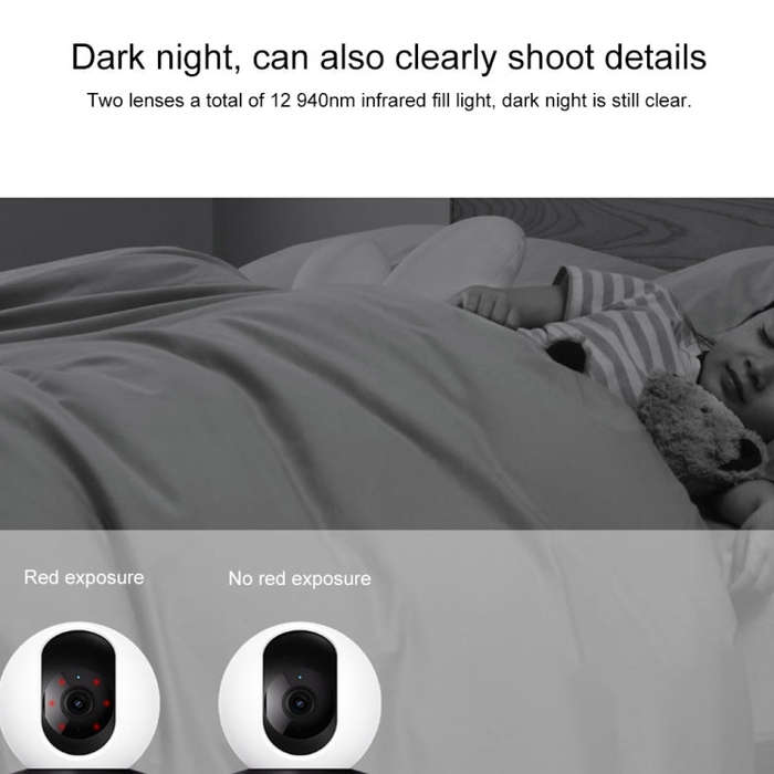 Original Xiaomi Smart Camera C300 Dual Lens Edition 3MP Support AI Detection, US Plug(White)