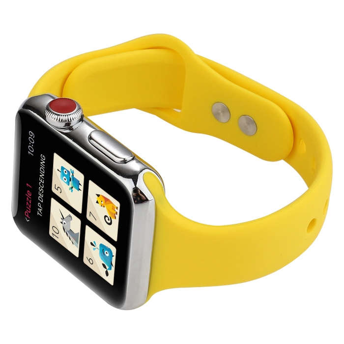 For Apple Watch 5 & 4 44mm / 3 & 2 & 1 42mm Thin Silicone Double Buckle Watch Band(Yellow)