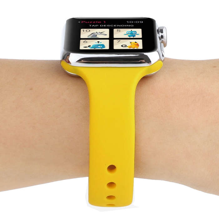 For Apple Watch 5 & 4 44mm / 3 & 2 & 1 42mm Thin Silicone Double Buckle Watch Band(Yellow)
