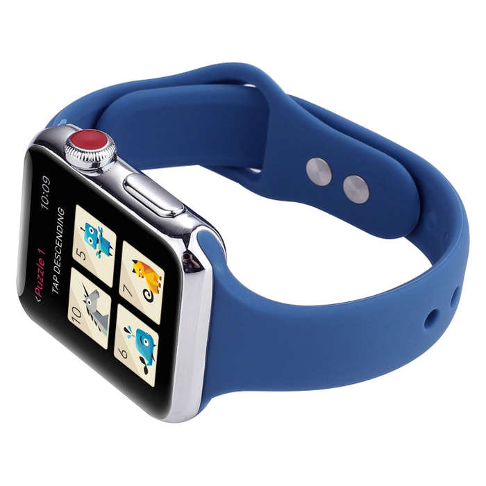 For Apple Watch 5 & 4 44mm / 3 & 2 & 1 42mm Thin Silicone Double Buckle Watch Band(Ceramic Blue)