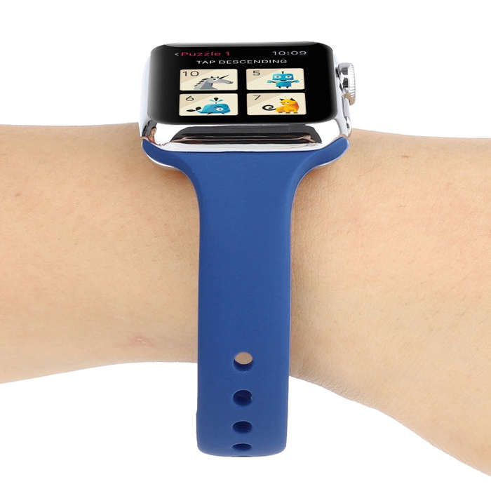 For Apple Watch 5 & 4 44mm / 3 & 2 & 1 42mm Thin Silicone Double Buckle Watch Band(Ceramic Blue)