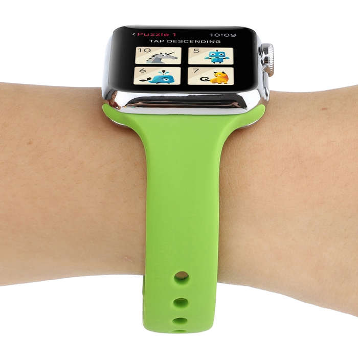 For Apple Watch 5 & 4 44mm / 3 & 2 & 1 42mm Thin Silicone Double Buckle Watch Band(Green)