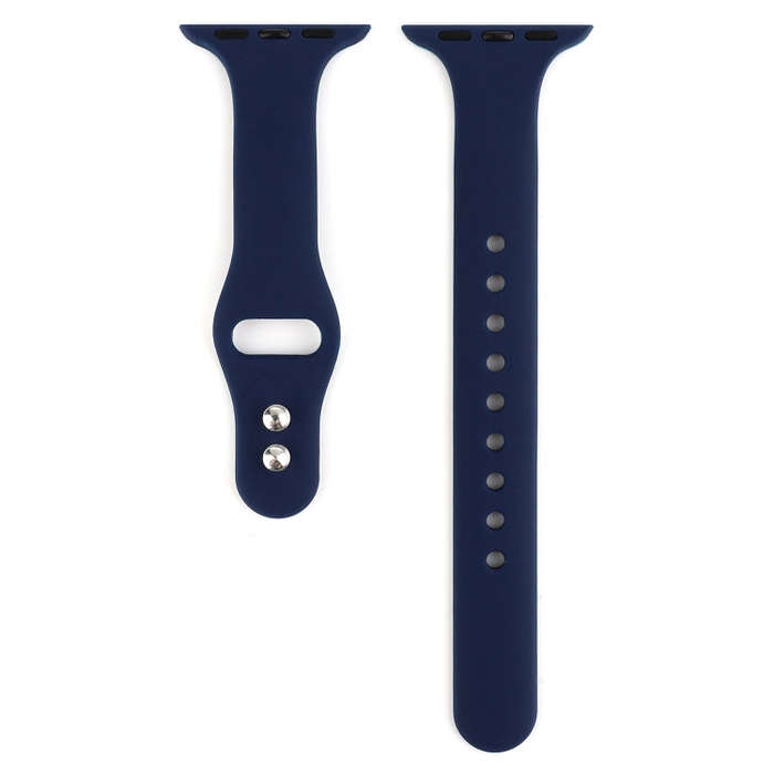 For Apple Watch 5 & 4 44mm / 3 & 2 & 1 42mm Thin Silicone Double Buckle Watch Band(Midnight Blue)
