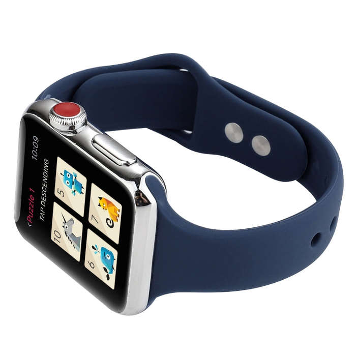 For Apple Watch 5 & 4 44mm / 3 & 2 & 1 42mm Thin Silicone Double Buckle Watch Band(Midnight Blue)