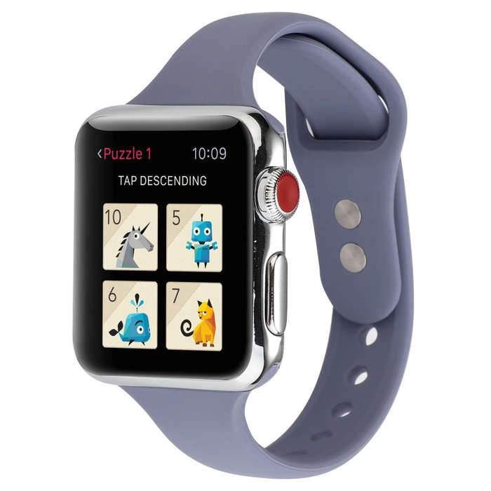 For Apple Watch 5 & 4 44mm / 3 & 2 & 1 42mm Thin Silicone Double Buckle Watch Band(Lavender Grey)