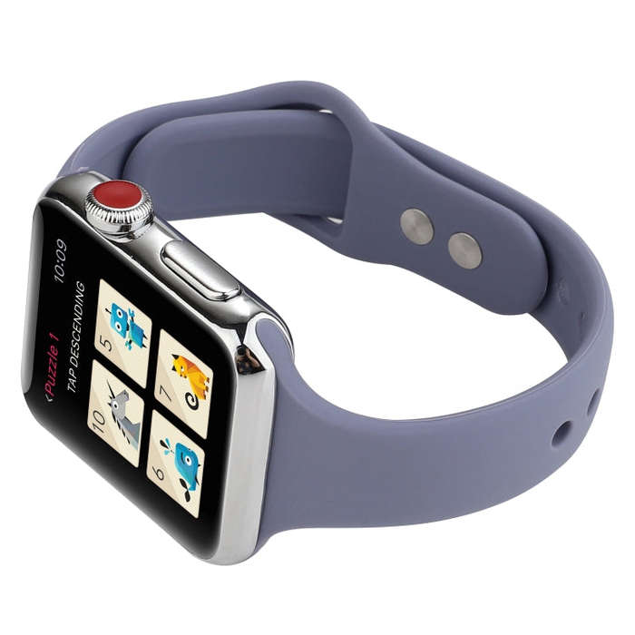 For Apple Watch 5 & 4 44mm / 3 & 2 & 1 42mm Thin Silicone Double Buckle Watch Band(Lavender Grey)
