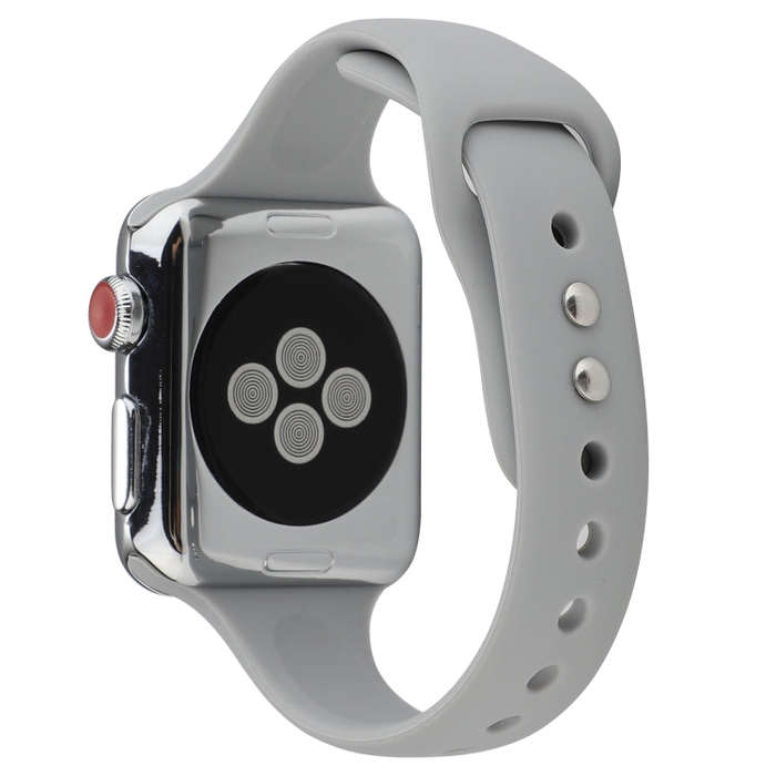 For Apple Watch 5 & 4 44mm / 3 & 2 & 1 42mm Thin Silicone Double Buckle Watch Band(Cloud Grey)