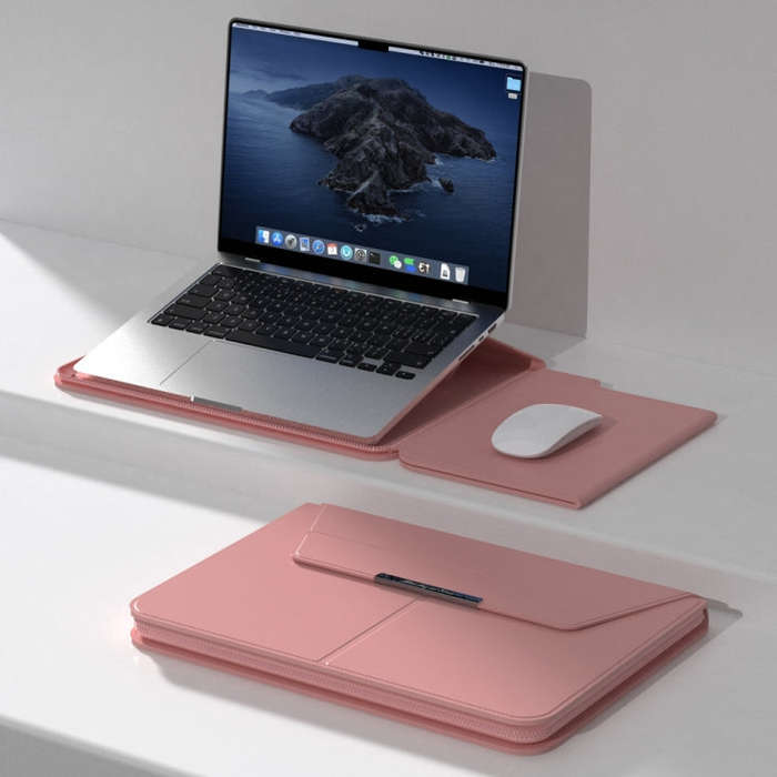 Multifunctional Laptop PU Magnetic Stand Split Liner Bag with Mouse Pad Function, Size:13-14 inch...